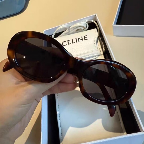 Celine Brown Oval Sunglasses - Picture 1 of 4